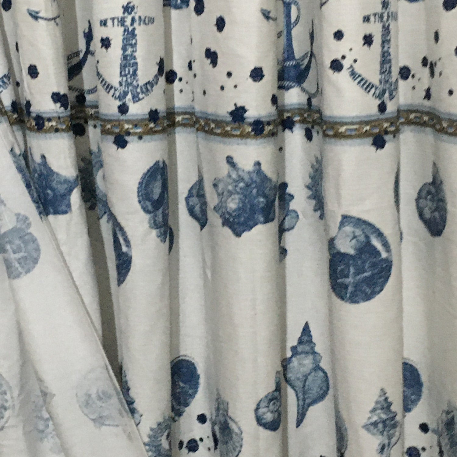 Dainty Home 100% Cotton Marine Fabric Shower Curtain, 70'' W x 72'' L