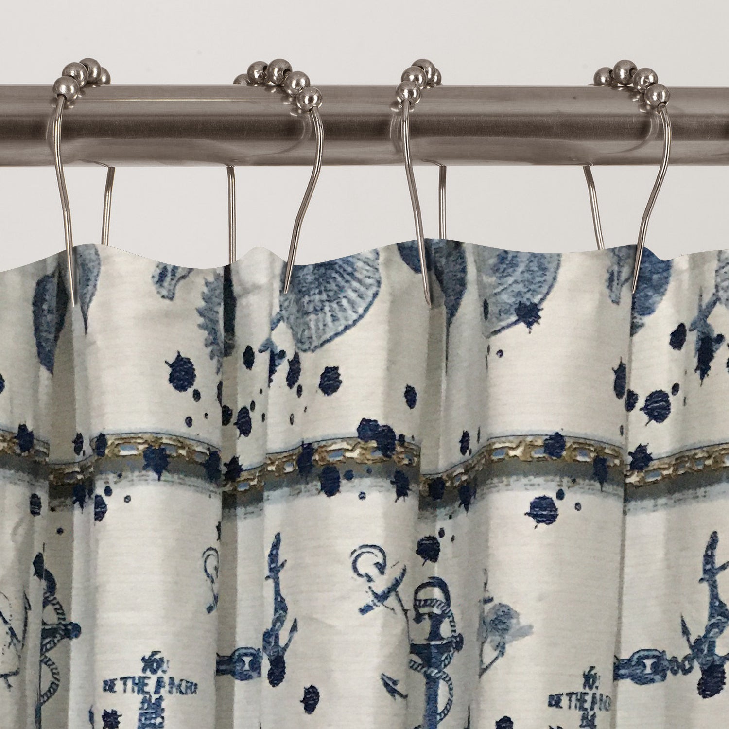 Dainty Home 100% Cotton Marine Fabric Shower Curtain, 70'' W x 72'' L