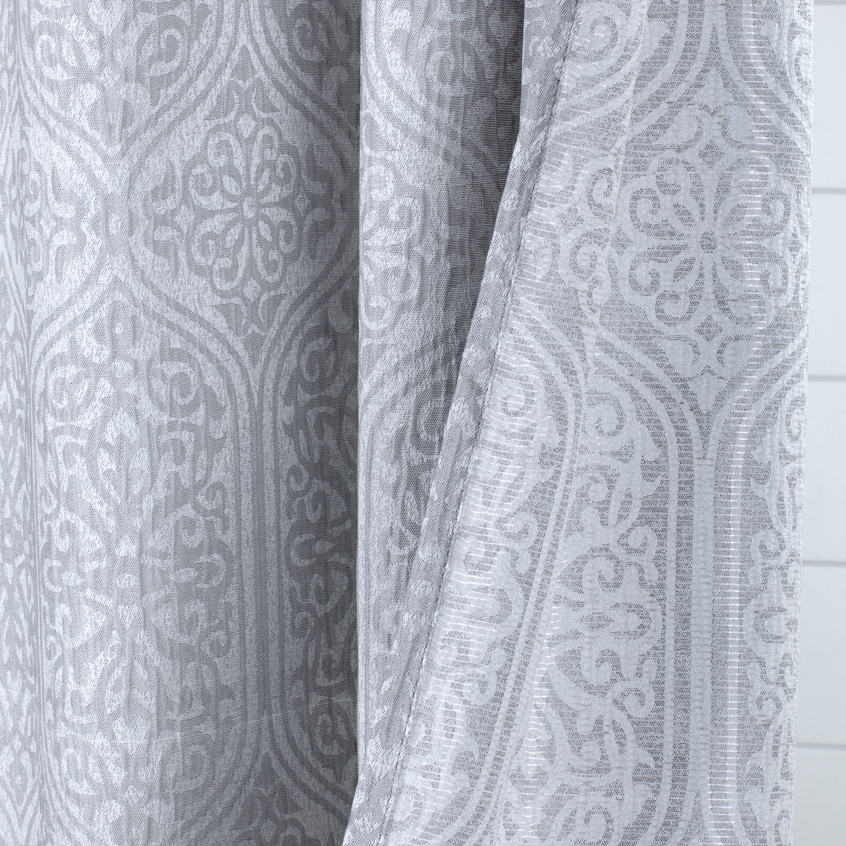 Dainty Home Shirin 3D Embossed Textured Cotton Feel Medallion Designed Fabric Shower Curtain