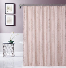 Load image into Gallery viewer, Dainty Home Majestic Satin Embroidered Damask Textured Weaved Cotton Feel Designed Fabric Shower Curtain
