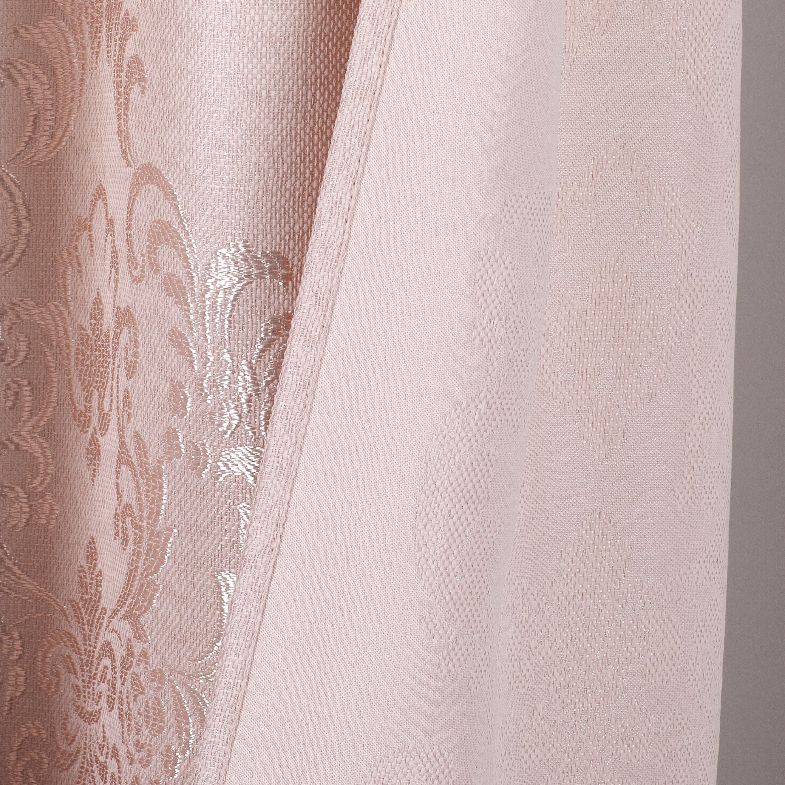 Dainty Home Majestic Satin Embroidered Damask Textured Weaved Cotton Feel Designed Fabric Shower Curtain