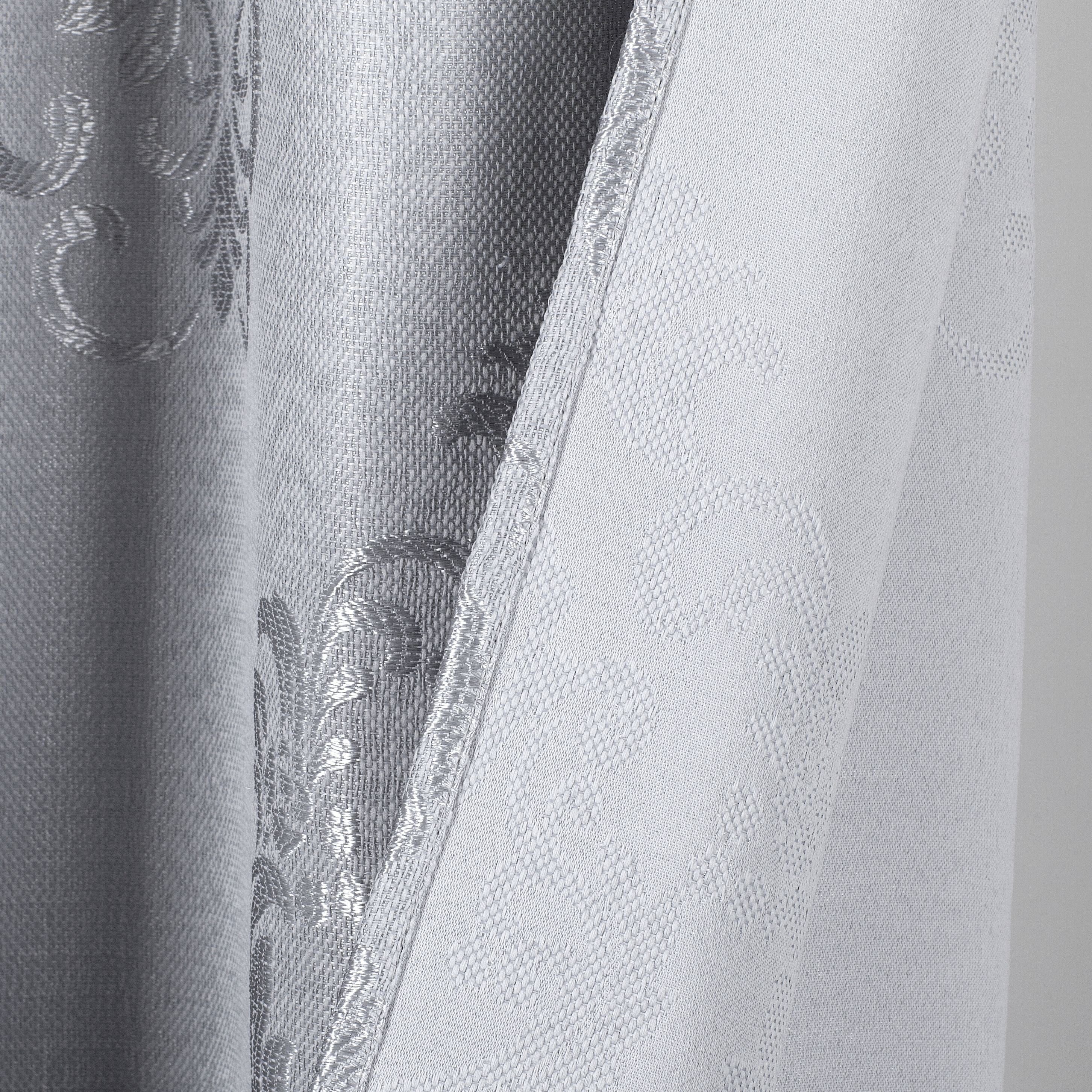 Dainty Home Majestic Satin Embroidered Damask Textured Weaved Cotton Feel Designed Fabric Shower Curtain
