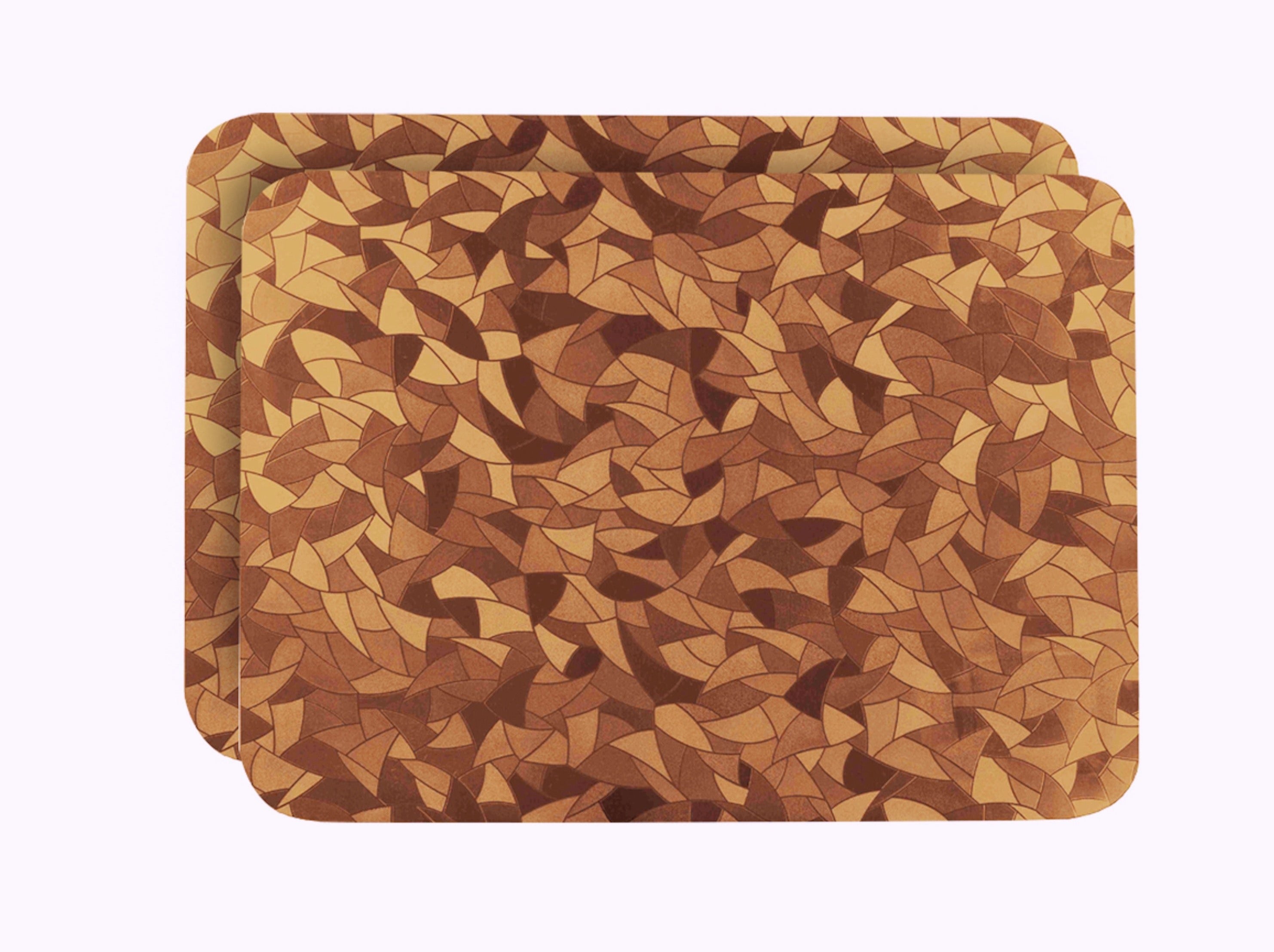 Dainty Home Metallic Leaf Vinyl Leaf Slash Look Textured Reversible 12" x 18" Rectangular Placemats