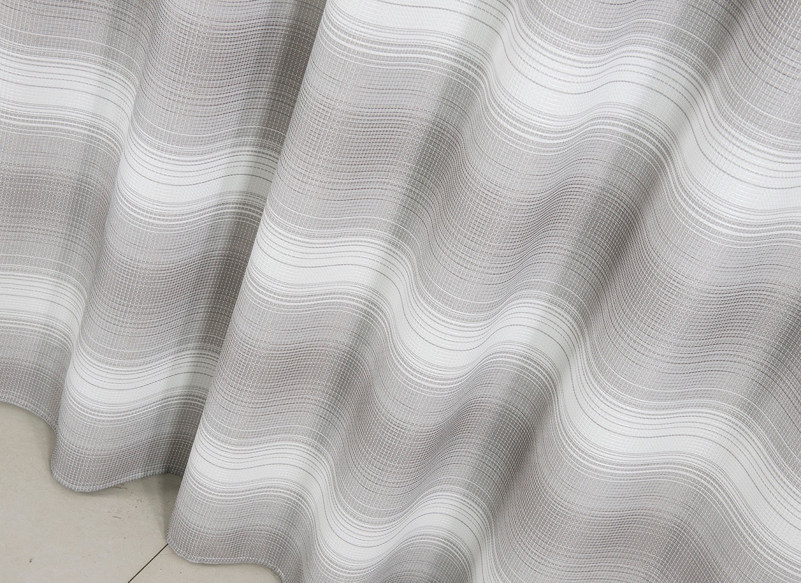 Dainty Home Mirage Micro Plaid Striped Waffle Weave Fabric Shower Curtain