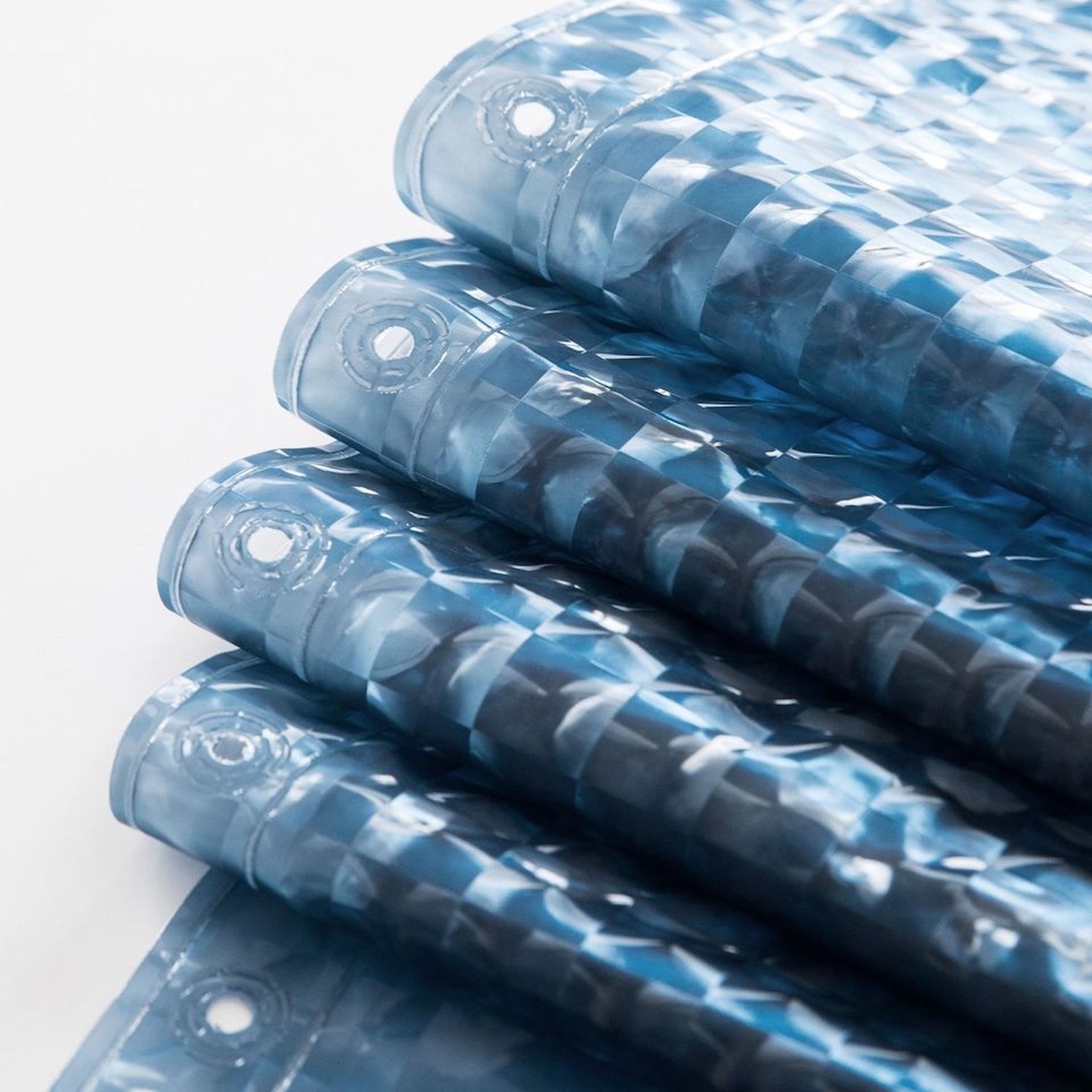Dainty Home Mist 3D Eco-Friendly Embossed Textured Striped Ombre Checkers Designed Shower Curtain Liner