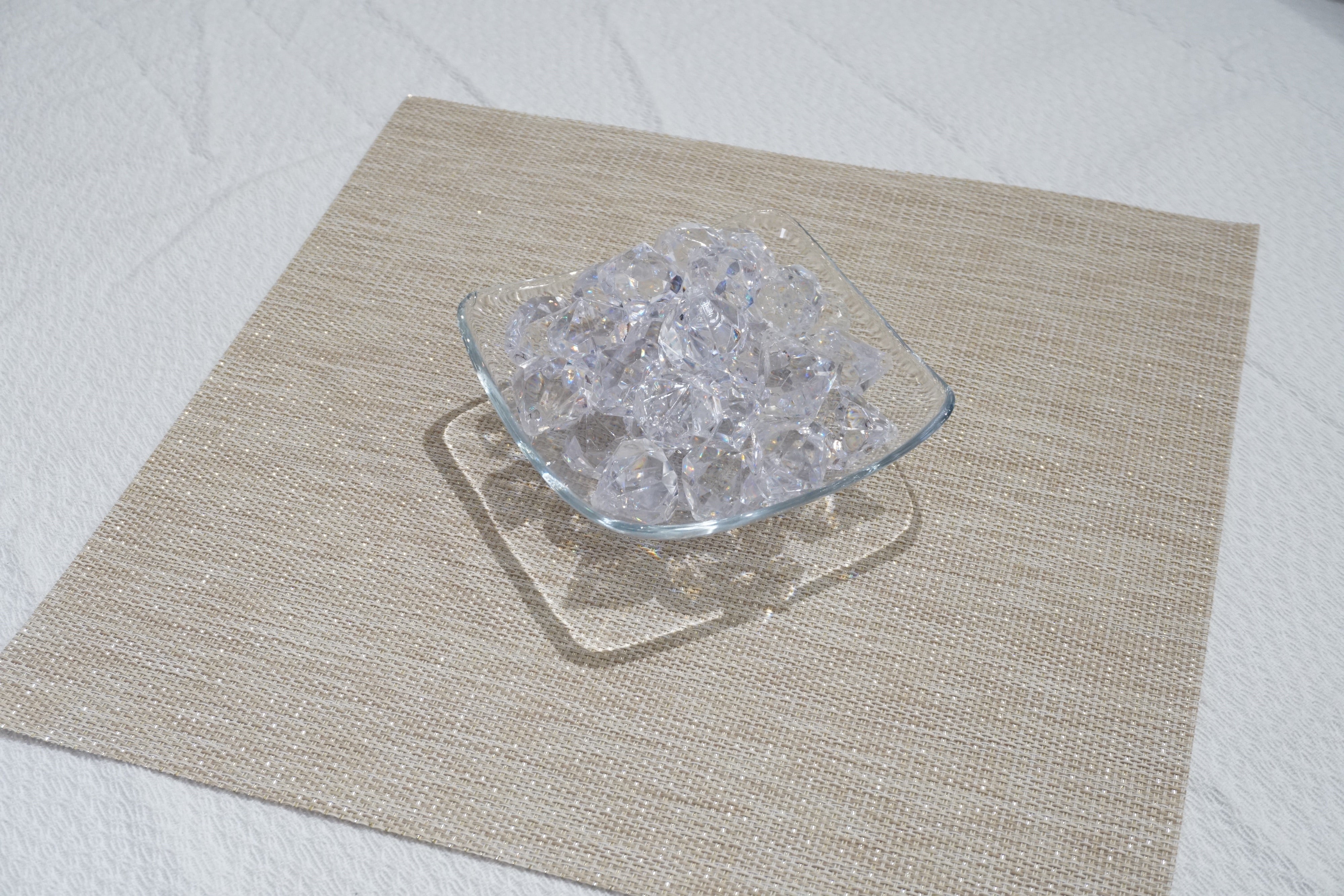 Dainty Home Natural Shimmer Woven Lurex Textilene Crossweave With Embedded Lurex Reversible 15" x 15" Square Placemats