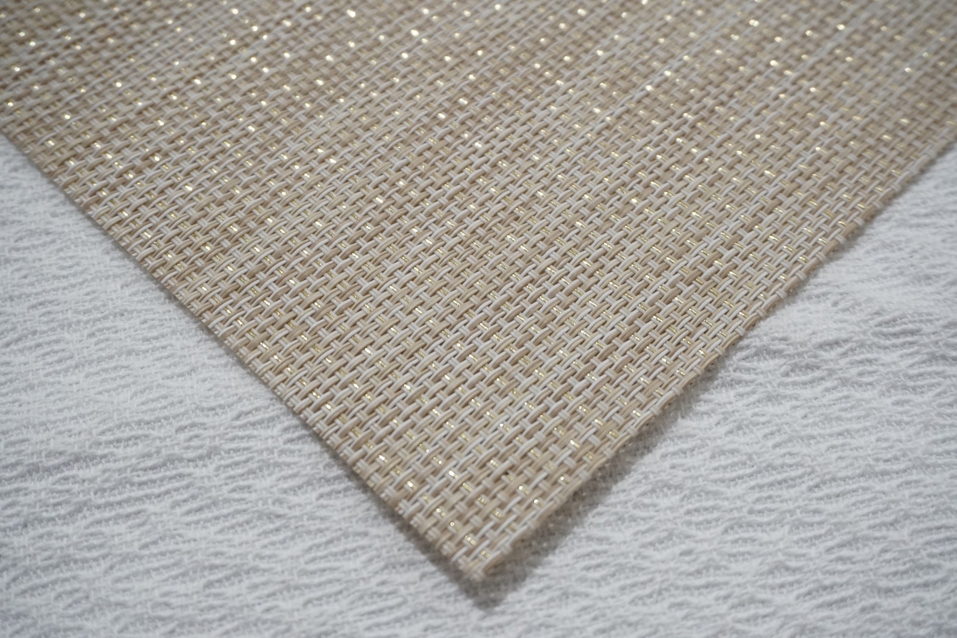 Dainty Home Natural Shimmer Woven Lurex Textilene Crossweave With Embedded Lurex Reversible 15" x 15" Square Placemats
