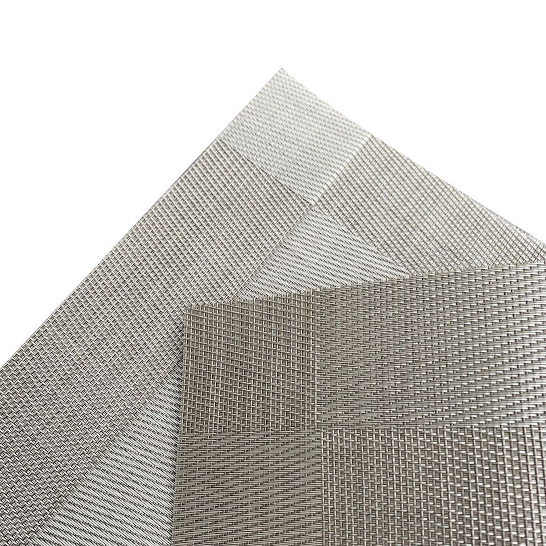 Dainty Home Nevada Woven Textilene Crossweave With Textured Geometric Pattern Reversible 12" x 18" Rectangular Placemats