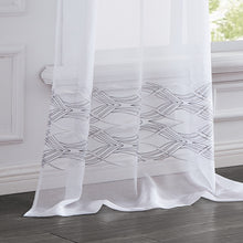 Load image into Gallery viewer, Dainty Home New Wave Boho 3D Wave Embroidered Striped Design Linen Look Light Filtering Grommet Panel Pair

