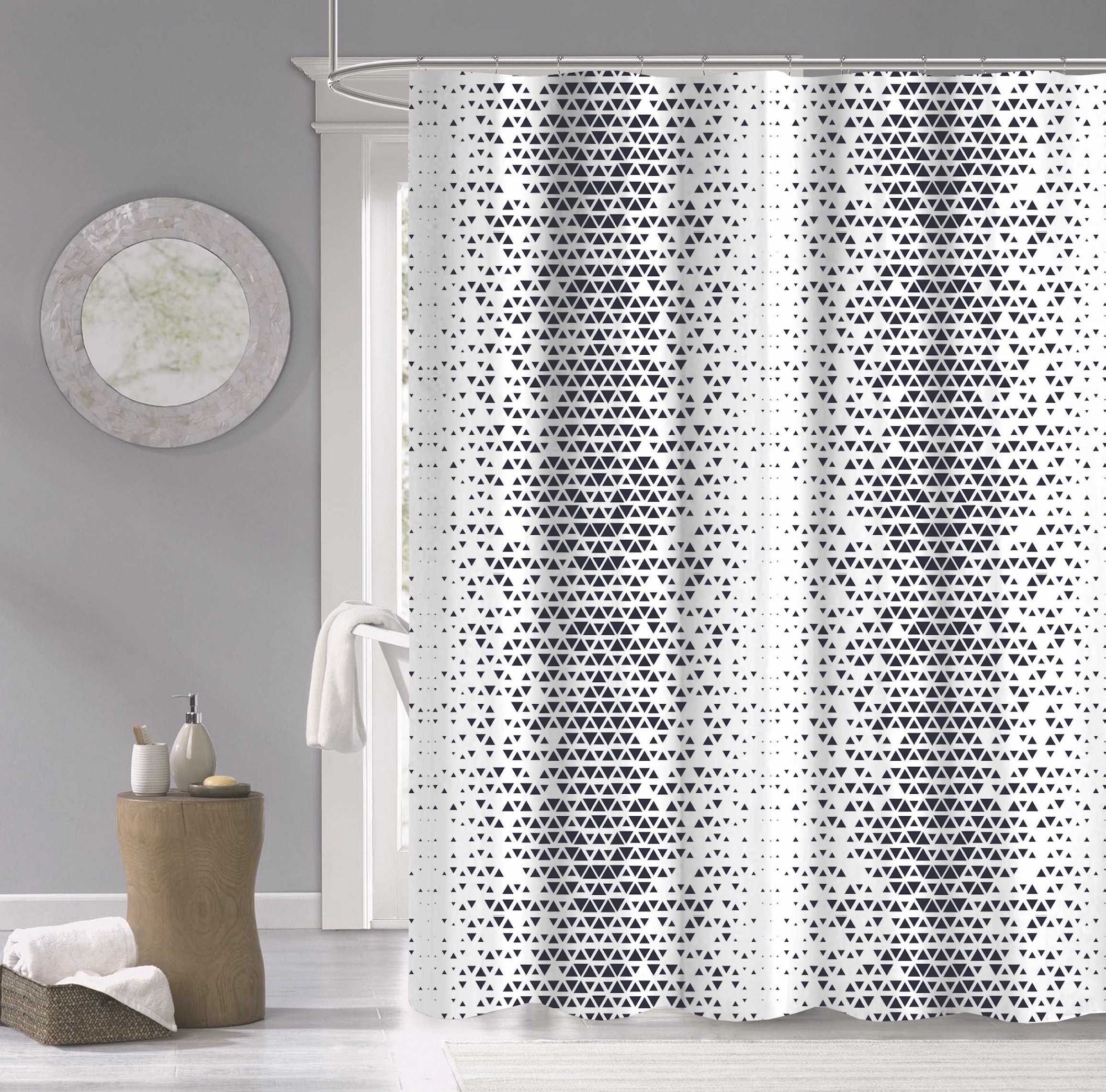 Dainty Home 100% Cotton Printed Optic Designed 70" x 72" Shower Curtain