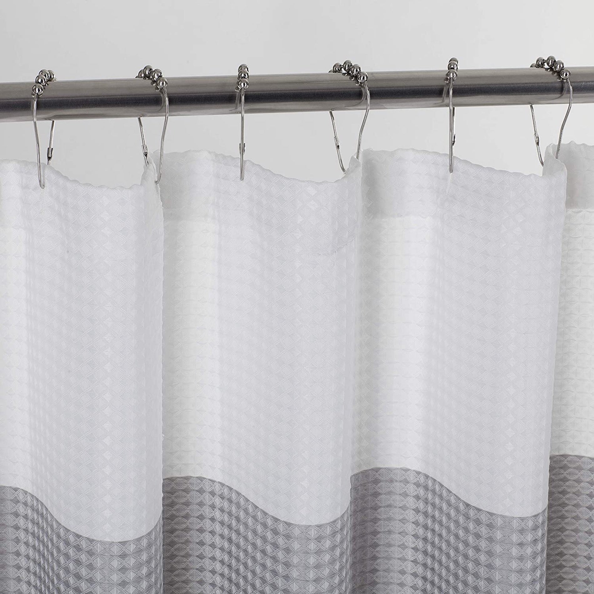 Dainty Home Ombre Waffle 3D Striped Waffle Weave Textured Ombre Stripe Designed Fabric Shower Curtain
