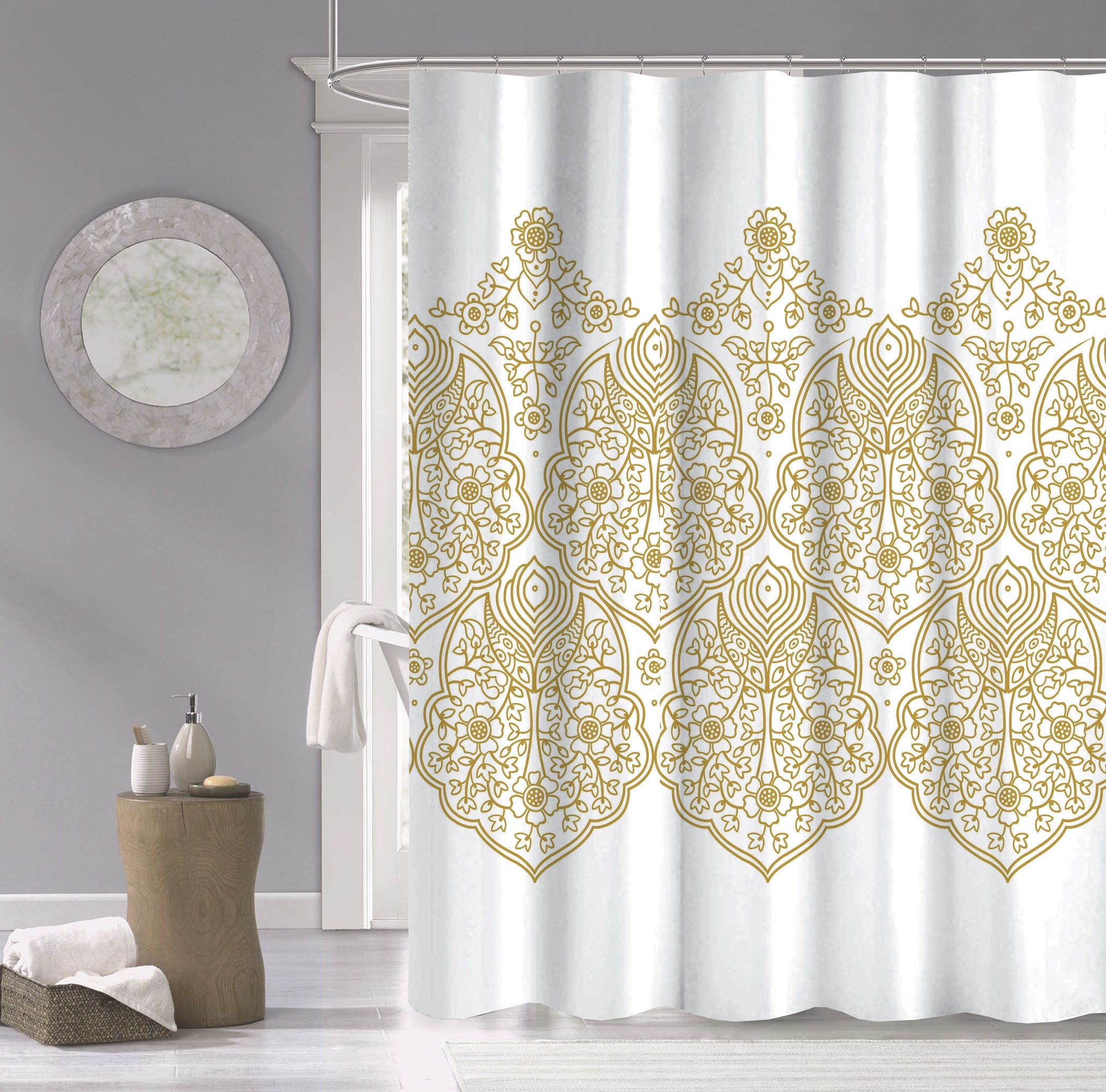 Dainty Home 100% Cotton Printed Palace Designed 70" x 72" Shower Curtain