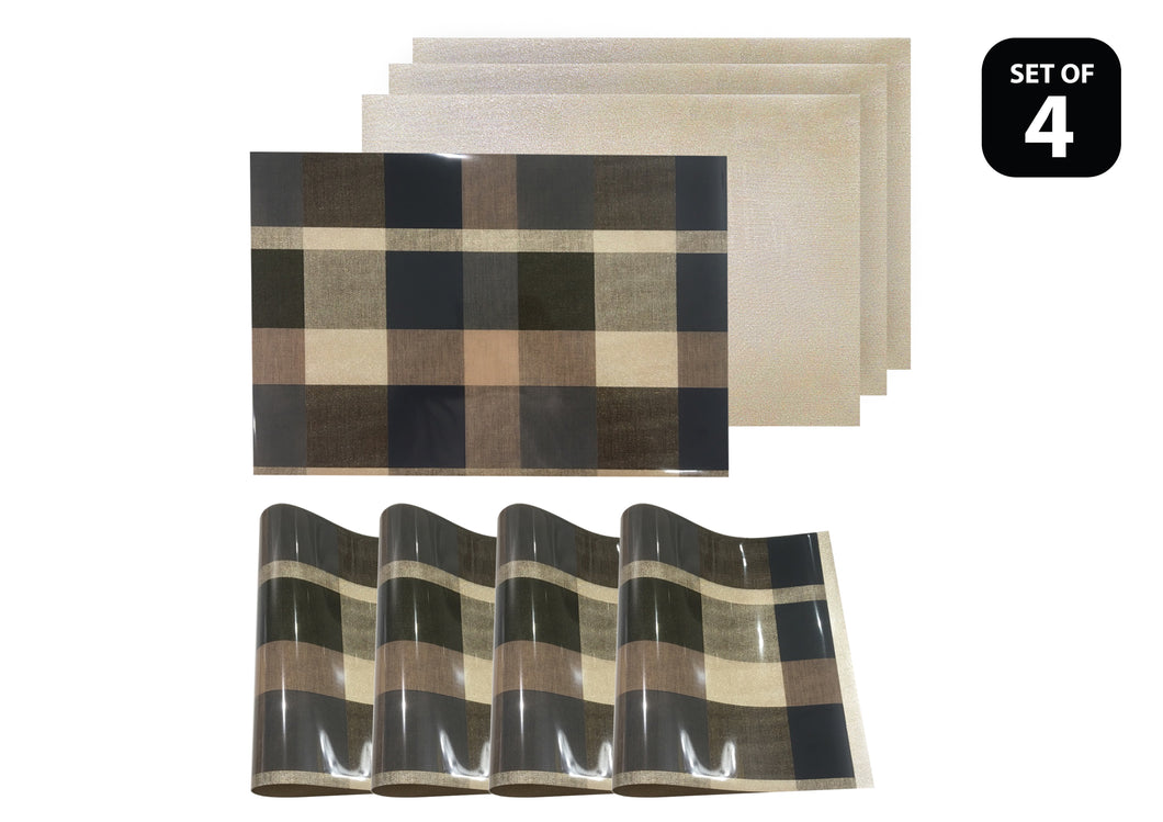 Dainty Home Plaid Reversible Metallic Printed Set of 4 Placemats