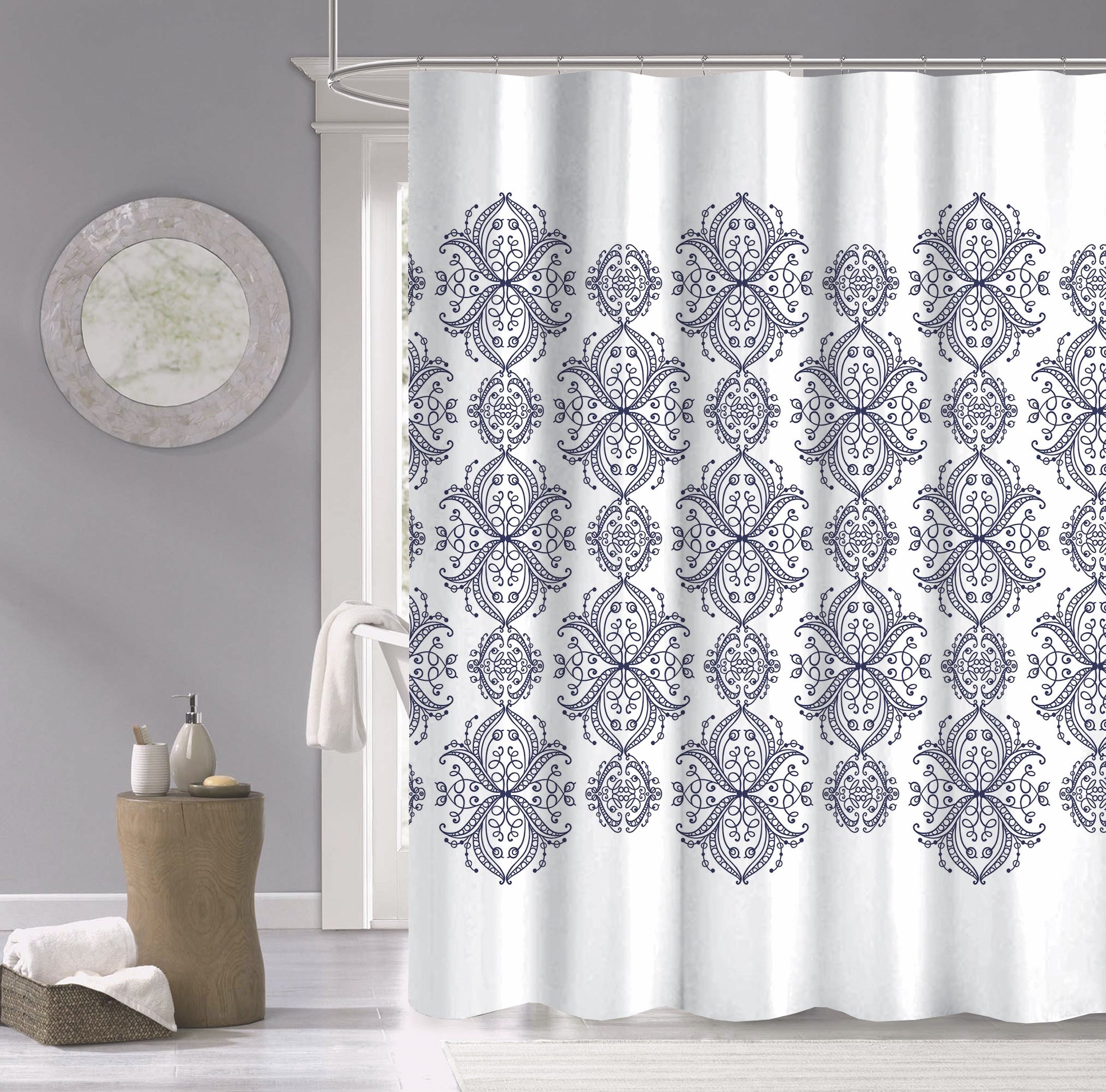 Dainty Home 100% Cotton Printed Royale Designed 70" x 72" Shower Curtain