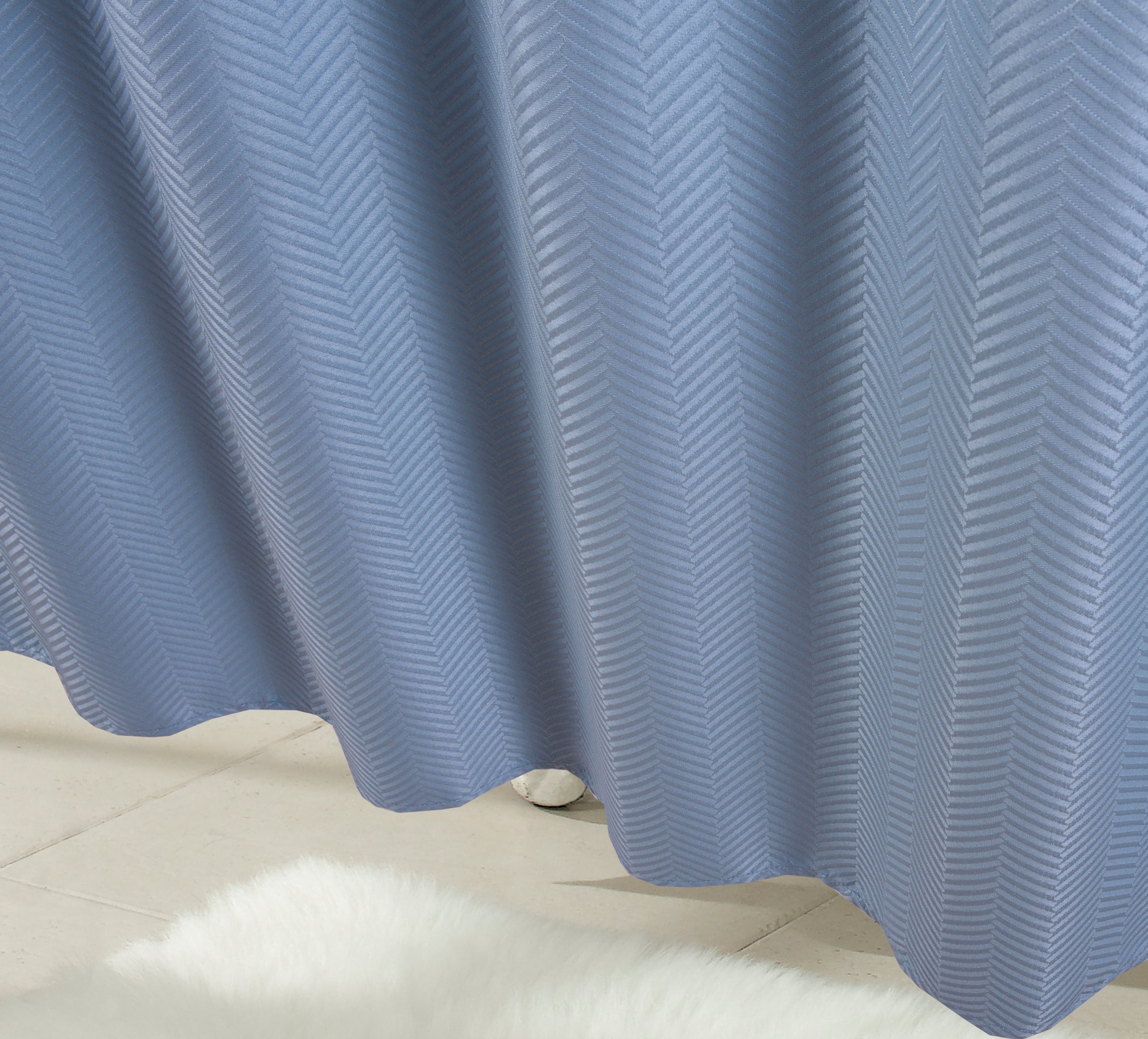 Dainty Home Latona Heavy Matelasse Fabric Shower Curtain with Cotton Feel and Chevron Pattern