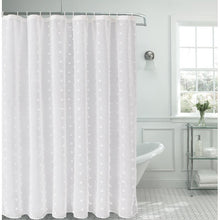 Load image into Gallery viewer, Dainty Home Snowball Modern 3D Linen-Look Fabric Shower Curtain With 3D Cotton Like Puffs
