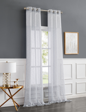 Load image into Gallery viewer, Dainty Home Sarah  Boho 3D Chenille Embroidered Microstripes Design Linen Look Light Filtering Grommet Panel Pair
