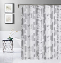 Load image into Gallery viewer, Dainty Home Floral Park 3D Floral Textured Weaved Lurex Floral Designed Fabric Shower Curtain 70&quot;x 72&quot;
