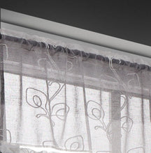 Load image into Gallery viewer, Dainty Home Silvia Boho Linen Look Striped Ombre Fabric With 3D Floral Chenille Embroidery Kitchen Curtain Set, 1 Valance 52 x 18 and 2 Tiers 26 x 36
