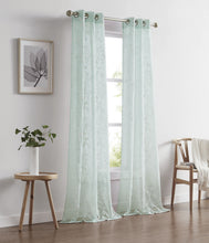 Load image into Gallery viewer, Dainty Home Rita Linen Look Boho Solid Fabric With 3D Floral Chenille Embroidery Light Filtering Grommet Panel Pair
