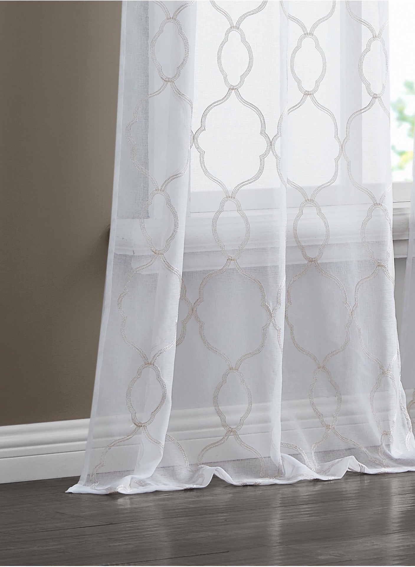Dainty Home Springfield Contemporary 3D Lurex Embroidered Textured Sheer Grommet Single Panel