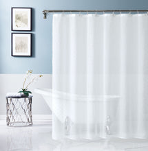 Load image into Gallery viewer, Dainty Home Sprinkles 3D Solid Linen Look Textured Ribbon Embellished Lurex Designed Fabric Shower Curtain
