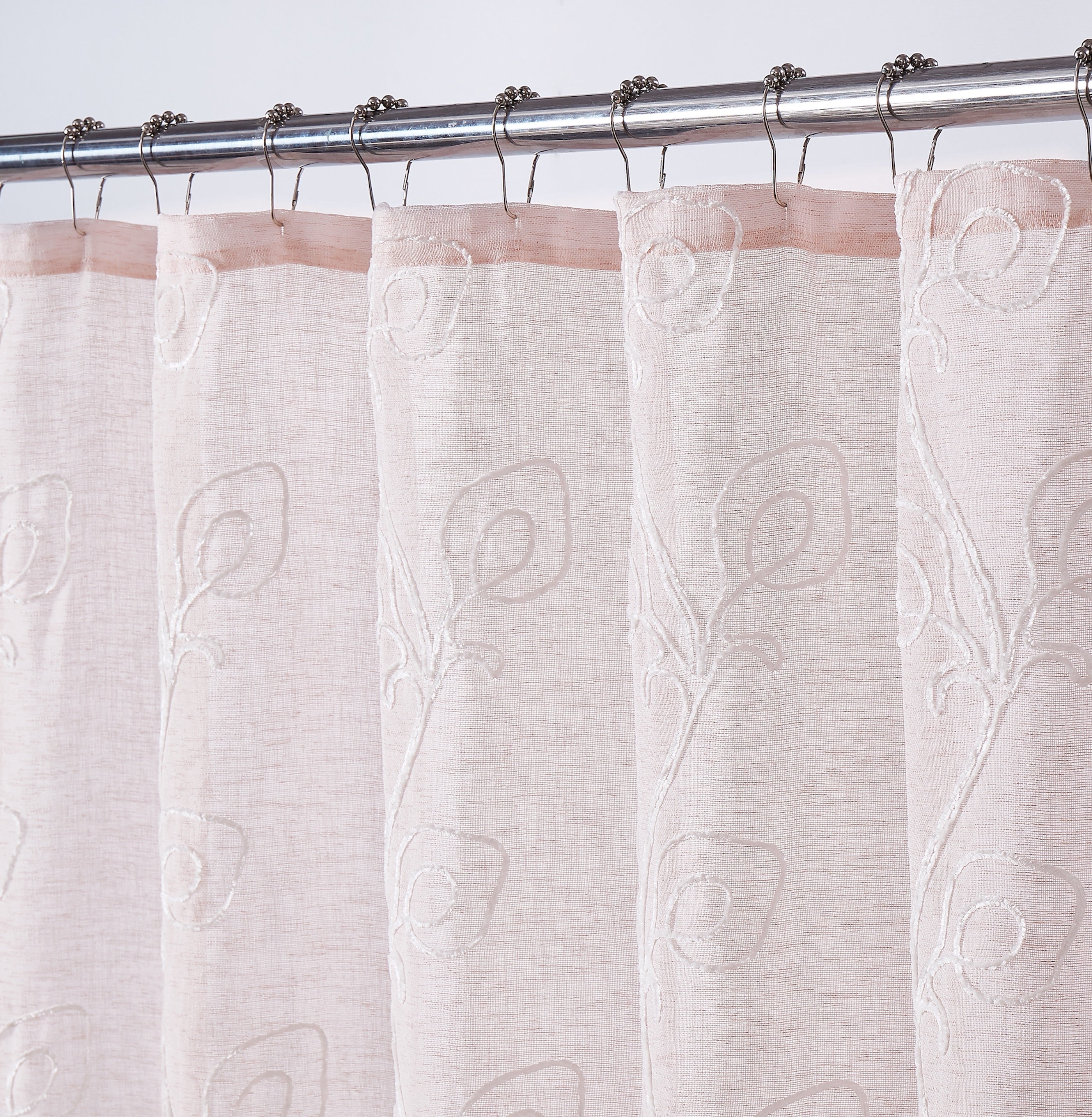 Dainty Home Stella 3D Linen Look Textured Floral 3D Chenille Designed Fabric Shower Curtain