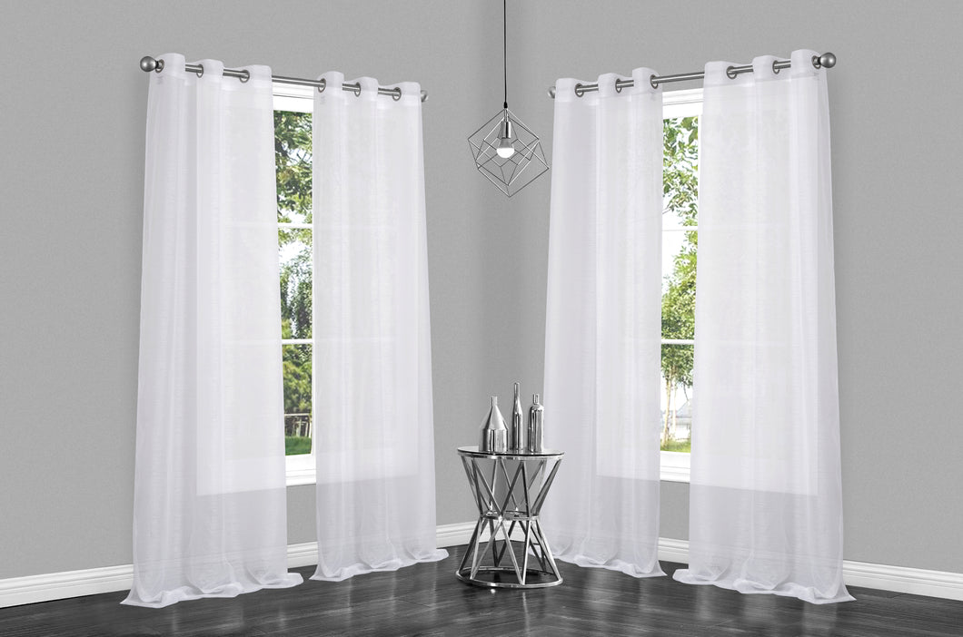 Dainty Home Summer Breeze Boho Solid Semi-Sheer Light Filtering Curtains Set of 4 Panels in White
