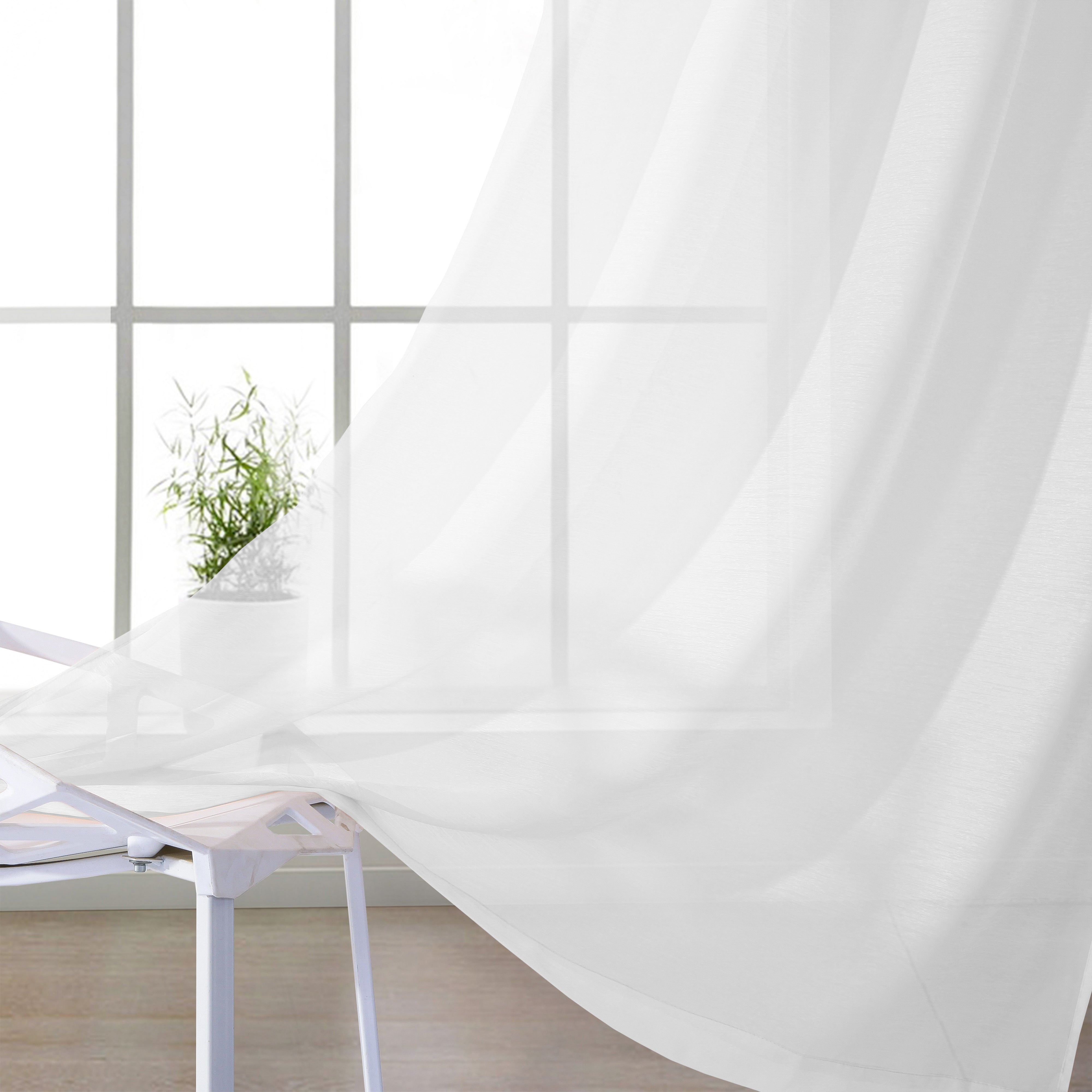 Dainty Home Summer Breeze Boho Solid Semi-Sheer Light Filtering Curtains Set of 4 Panels in White