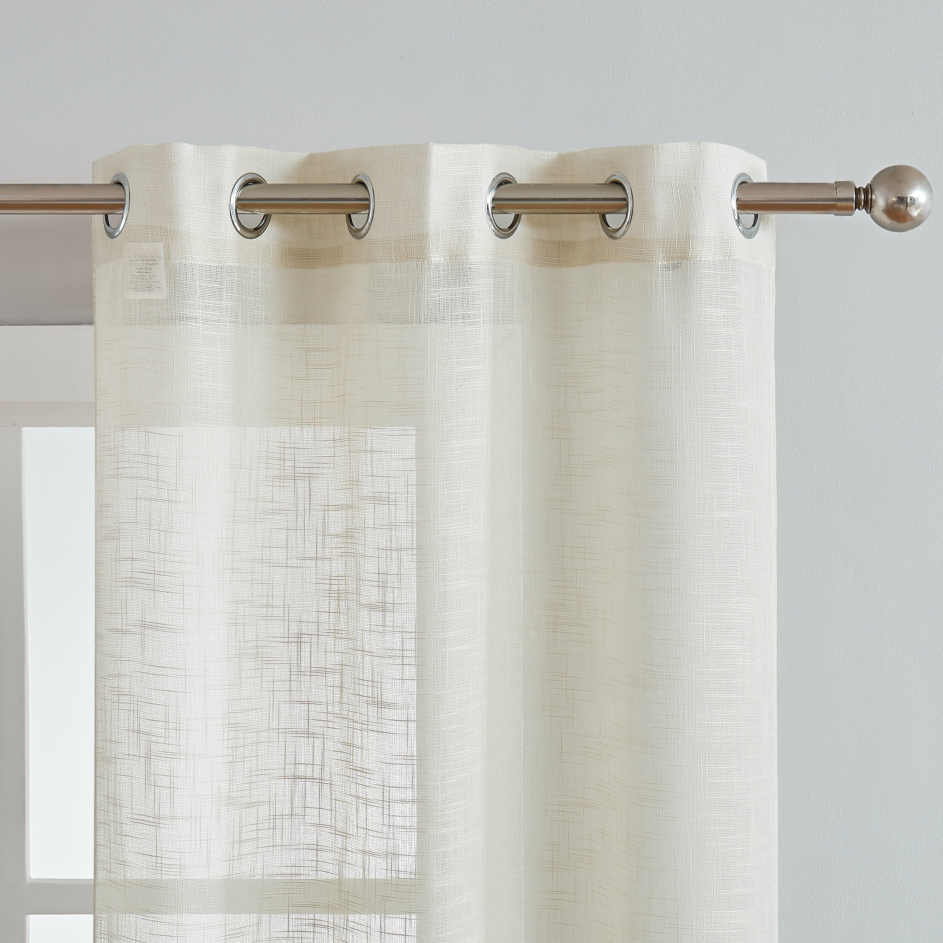 Dainty Home Hannah Solid Criss-Cross Weave Fabric Semi-Sheer Airy & Breathable Light Filtering Grommet Panel Pair