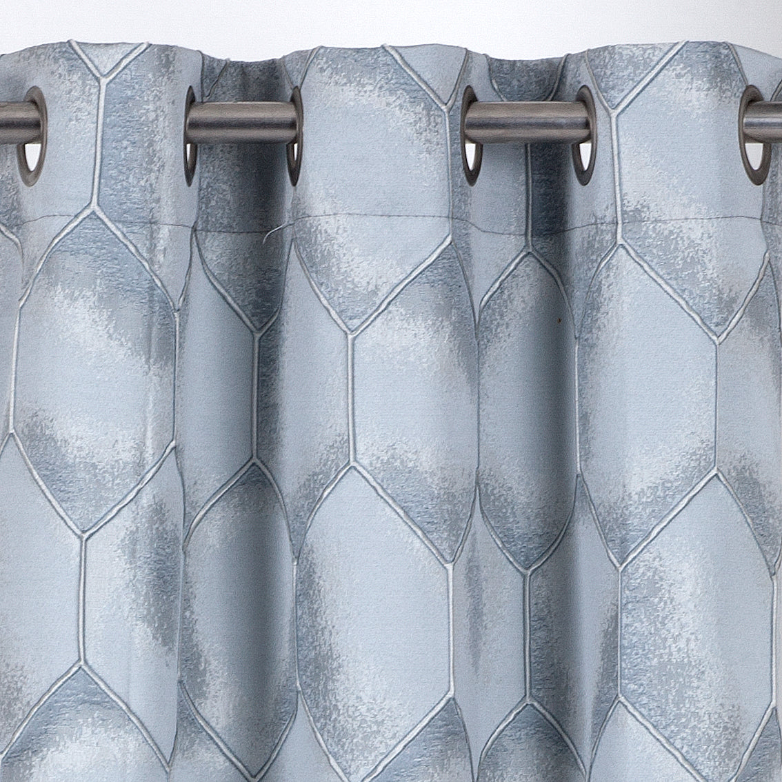 Dainty Home Tiles Textured 3D Lustrous Geometric Look Room Darkening Grommet Panel Pair
