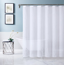 Load image into Gallery viewer, Dainty Home Valeria Modern 3D Linen-Look Fabric Shower Curtain With 3D Cotton Like Puffs
