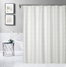 Load image into Gallery viewer, Dainty Home Topaz 3D Embossed Textured Lustrous Lurex Geometric Designed Fabric Shower Curtain
