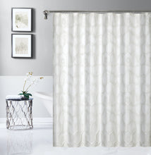 Load image into Gallery viewer, Dainty Home Tiles 3D Embossed Textured Lustrous Lurex Tile Designed Fabric Shower Curtain
