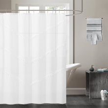 Load image into Gallery viewer, Dainty Home Natural Tassels 3D Linen Look Textured Tassels Designed Shower Curtain
