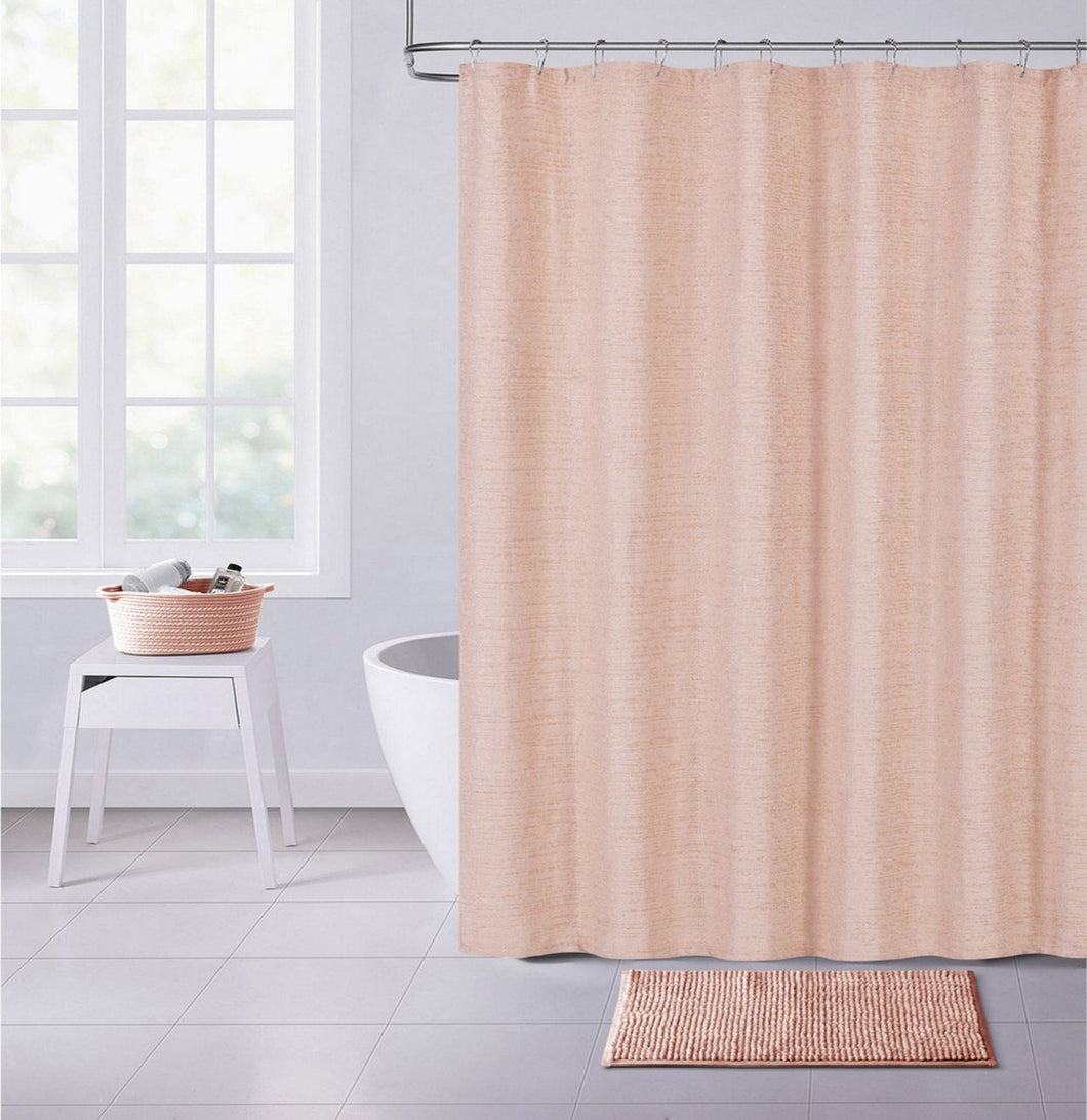 Dainty Home Paris 3D Embossed Textured Chenille Solid Designed Fabric Shower Curtain