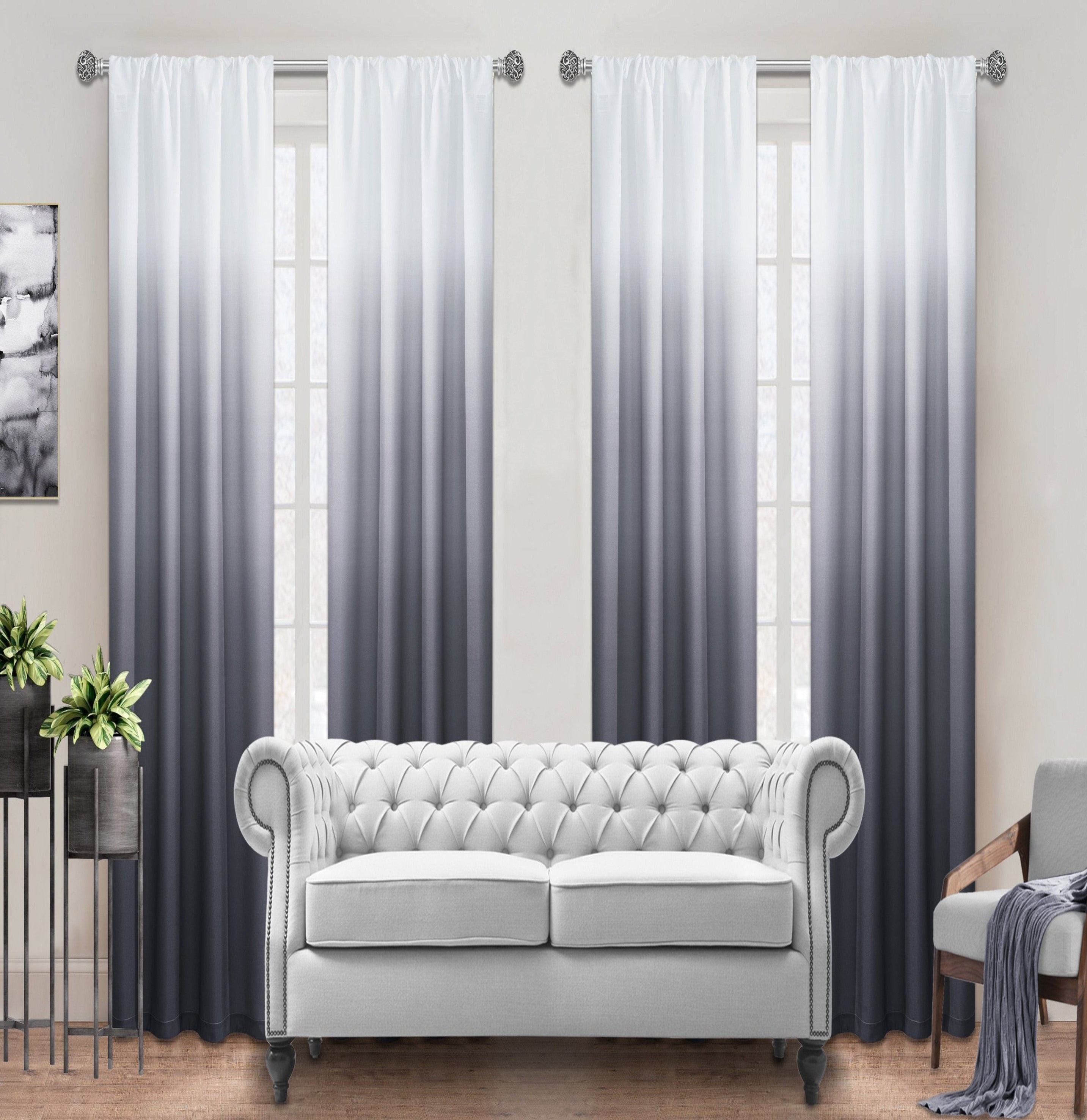 Dainty Home Shades Gradient Ombre Design Heavy Room Darkening Rod Pocket Set Of 4 Window Panels