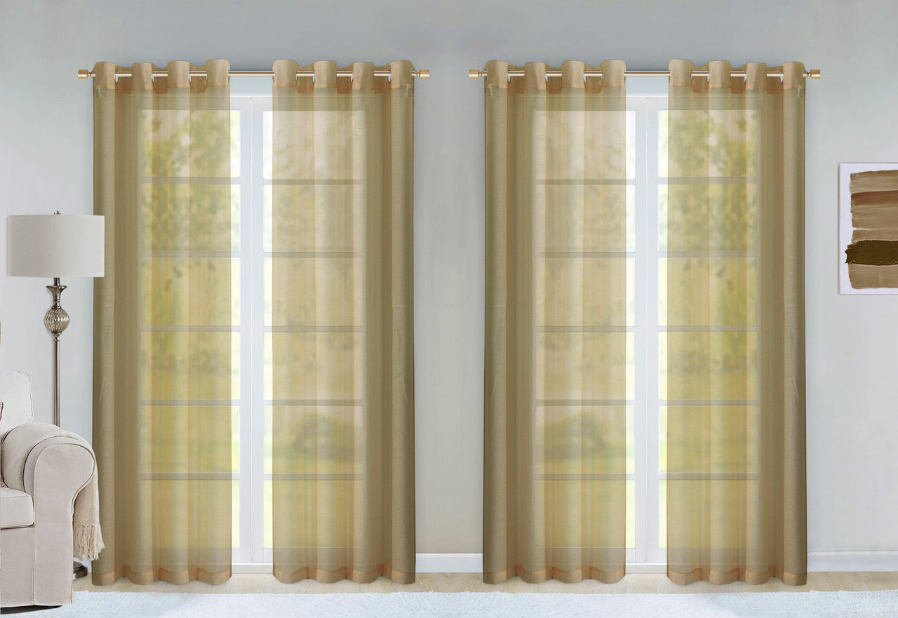 Dainty Home Malibu Solid Airy & Breathable Semi-Sheer Light Filtering Extra Wide Grommet Set Of 4 Window Panels
