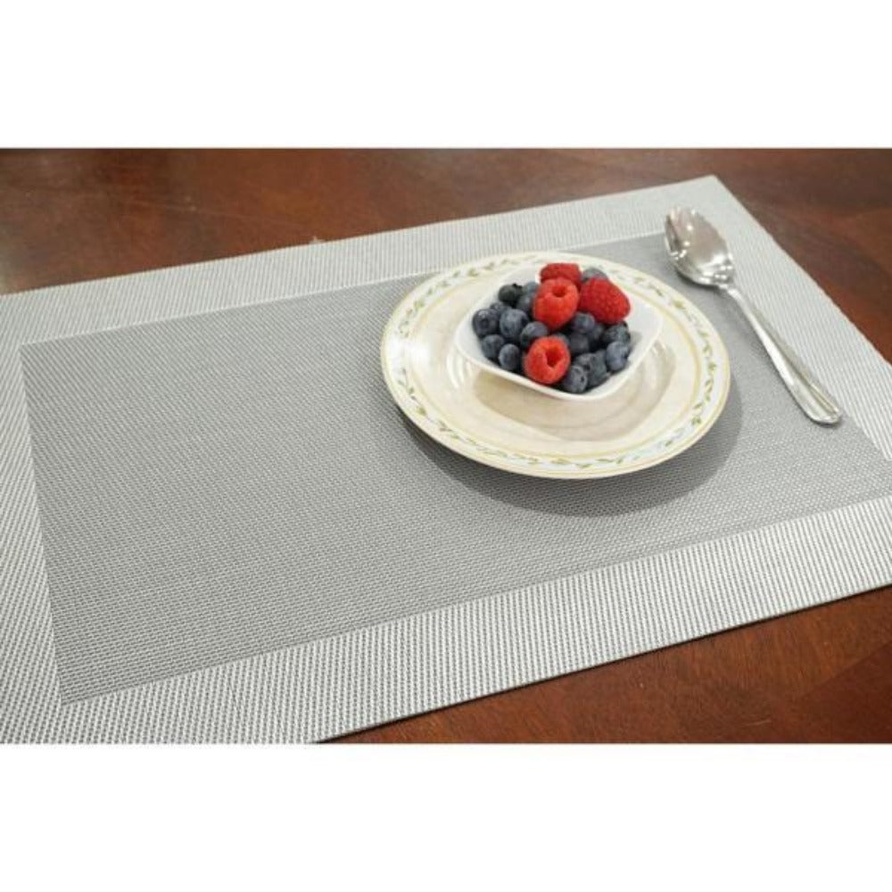 Dainty Home Napa Woven Textilene Crossweave With Solid Geometric Pattern Reversible 12" x 18" Rectangular Placemat