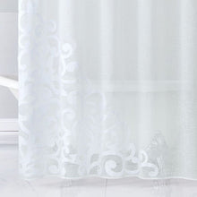Load image into Gallery viewer, Dainty Home Natalie 3D Solid Linen Look Textured Scroll Velvet Appliqué Designed Fabric Shower Curtain
