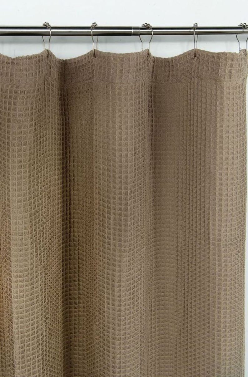 Dainty Home Imperial 100% Textured Waffle Weaved Solid Cotton Shower Curtain
