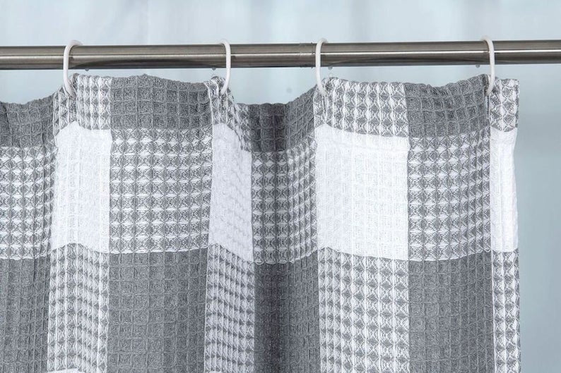 Dainty Home Imperial Checkered 70" x 72" 100% Cotton Waffle Shower Curtain