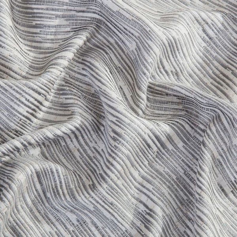Dainty Home Moderna 3D Linen Textured Linen Look Microstriped Designed Shower Curtain
