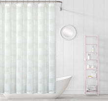 Load image into Gallery viewer, Dainty Home Megan 3D Linen Textured Linen Look Chenille Striped Designed Fabric Shower Curtain
