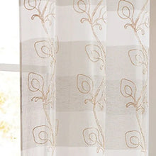 Load image into Gallery viewer, Dainty Home Silvia Boho Ombre Striped Gradient Fabric With 3D Floral Chenille Embroidered Linen Look Light Filtering Grommet Panel Pair
