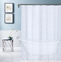Load image into Gallery viewer, Dainty Home Oliana Modern 3D Linen-Look Shower Curtain With 3D Ombre Cotton Like Puffs
