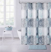 Load image into Gallery viewer, Dainty Home Printed Waffle 3D Textured Waffle Weave Textured Squares Designed Fabric Shower Curtain
