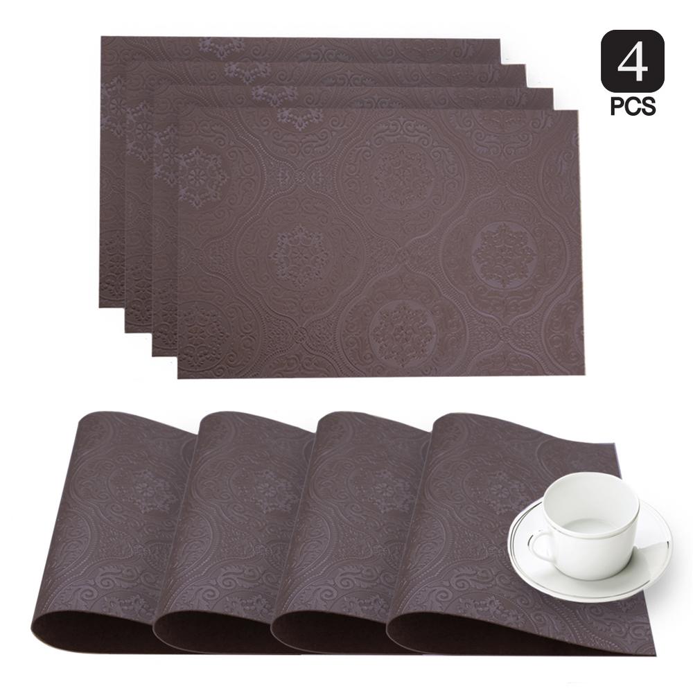 Dainty Home Hyde Park Burgundy Faux Leather Placemat (Set of 4)