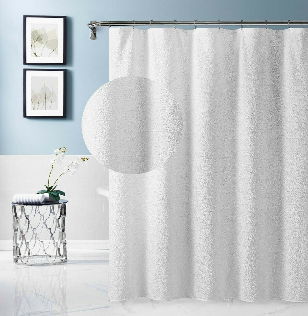 Dainty Home Sunrise 3D Embossed Textured Cotton Feel Sun Designed Fabric Shower Curtain