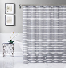 Load image into Gallery viewer, Dainty Home Naples 3D Linen Textured Weaved Linen Look Striped Designed Shower Curtain
